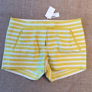 NWT J. Crew yellow and white strip short size 8
